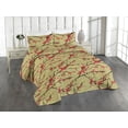 thumbnail image 1 of Ambesonne Asian Spring Quilted Bedspread Set 3 Pcs, Japan Leafy Branches, Queen, Pistachio Green Vermilion, 1 of 4