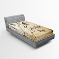 thumbnail image 1 of Ambesonne Asian Themed Fitted Sheet, Gradient Color Leaves, Twin XL Size, Brown and Cream, 1 of 3