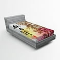 thumbnail image 1 of Ambesonne Asian Themed Fitted Sheet, Japanese Leaves Motif, Twin XL Size, Multicolor, 1 of 2
