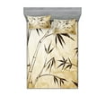 thumbnail image 1 of Ambesonne Asian Themed Fitted Sheet & Pillow Sham Set, Gradient Color Leaves, Queen, Brown and Cream, 1 of 2