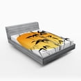 thumbnail image 1 of Ambesonne Asian Themed Fitted Sheet, Retro Sun Leafy Tree, Full Size, Orange White Black, 1 of 3