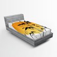 thumbnail image 1 of Ambesonne Asian Themed Fitted Sheet, Retro Sun Leafy Tree, Twin XL Size, Orange White Black, 1 of 3