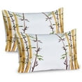 thumbnail image 1 of Ambesonne Asian Themed Pillow Sham 2 Pack, Simple Watercolor Leaf, 30"x20", White Brown Cream, 1 of 3