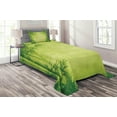 thumbnail image 1 of Ambesonne Asian Themed Quilted Coverlet 2 Pcs, Chinese Fengshui View, Twin Size, Green, 1 of 2