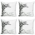 thumbnail image 1 of Ambesonne Asian Themed Throw Pillow Cover 4 Pack, Monochrome Art Leaves, 20", White and Black, 1 of 6