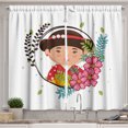 thumbnail image 1 of Ambesonne Asian Woman Kitchen Curtains, Funny Colorful Flowers, 55"x45", Multicolor, 1 of 3