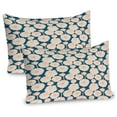 thumbnail image 1 of Ambesonne Aster Pillow Sham 2 Pack, Japanese Style Flower, 30"x20", Cream Dark Teal Rust, 1 of 3