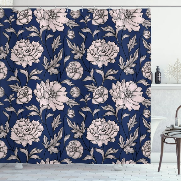 Ambesonne Aster Shower Curtain, Earth Tones Flower Petals Art, 69"Wx70"L, Quartz Eggshell