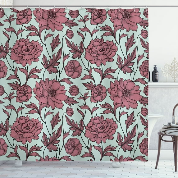 Ambesonne Aster Shower Curtain, Earth Tones Flower Petals Art, 69"Wx75"L, Mauve Taupe