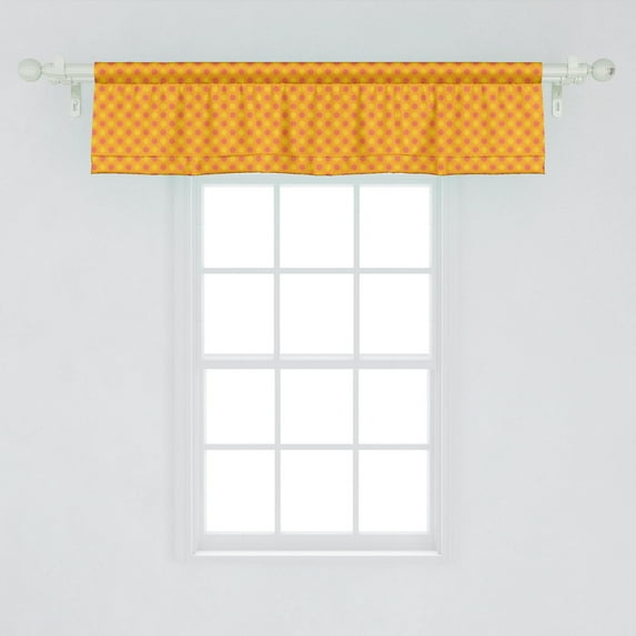 Ambesonne Aster Window Valance, Calendula Spring Blossoms Petals Essence of Summer Themed Pattern, Curtain Valance for Kitchen Bedroom Decor with Rod Pocket, 54" X 12", Orange Mustard and Dark Coral