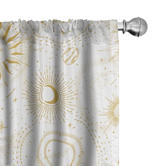 Ambesonne Astral Curtains, Sun and Moon Medieval Witchy, Pair of 28"x84", Off White and Dark Sand Brown