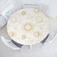 thumbnail image 1 of Ambesonne Astral Fitted Round Tablecloth, Sun and Moon Medieval Witchy, 56"- 60" Diameter, Off White and Dark Sand Brown, 1 of 5
