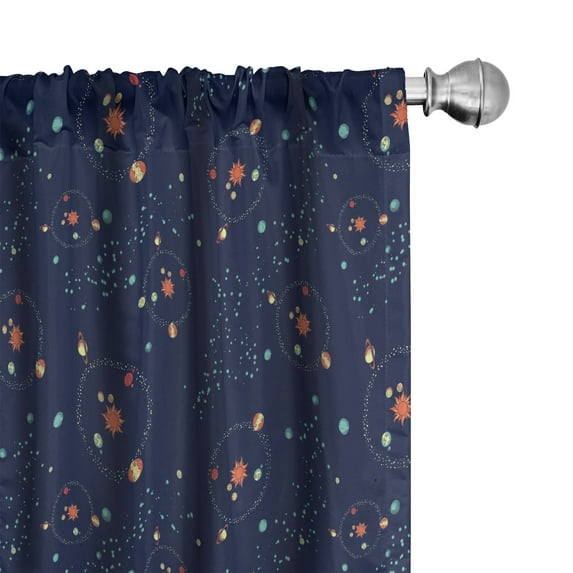 Ambesonne Astrology Window Curtains, Galaxy Mystic Universe, Each 28" W x 84" L, Turquoise Dark Blue