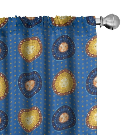 Ambesonne Astrology Curtains, Astronomic Ornaments, Pair of 28"x95", Yellow Brown and Blue