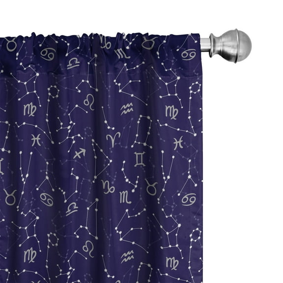 Ambesonne Astrology Curtains, Zodiac Constellations, Pair of 28"x84", Indigo Grey White