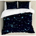 thumbnail image 1 of Ambesonne Astrology Duvet Cover Set, Horoscope Sign Dots, 2-Calking, Mint Green Purple, 1 of 7