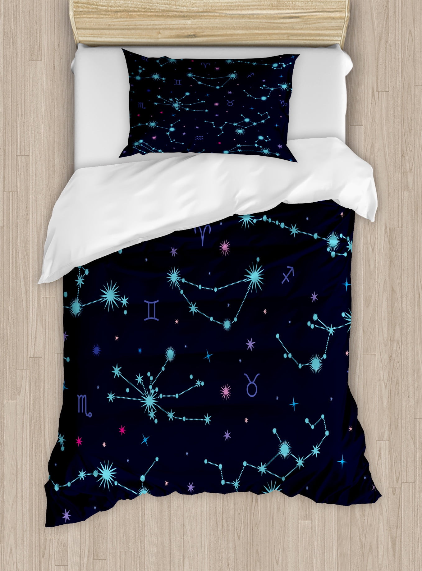 Twin Astrology Constellation Duvet Cover Set with Pillow Sham