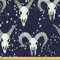 thumbnail image 1 of Ambesonne Astrology Fabric by the Yard Upholstery, Stars Goat Skull Horror, 2 Yards, Dark Purple Pale Grey, 1 of 1