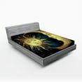 thumbnail image 1 of Ambesonne Astrology Fitted Sheet 2 Pcs Set, Moon and Sun, King, Petrol Blue Yellow, 1 of 3