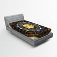thumbnail image 1 of Ambesonne Astrology Fitted Sheet, Aries Taurus Gemini, Twin XL Size, Brown Yellow and Blue, 1 of 2