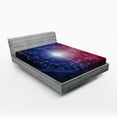 thumbnail image 1 of Ambesonne Astrology Fitted Sheet, Connected Dots Signs, Queen Size, Blue White and Red, 1 of 2