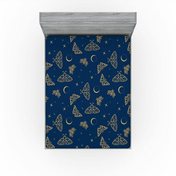 Ambesonne Astrology Fitted Sheet, Occult Boho Moon Star Art, California King, Dark Lavender Pale Camel