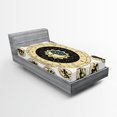 thumbnail image 1 of Ambesonne Astrology Fitted Sheet, Zodiac Chart, Twin Size, Black White and Yellow, 1 of 3