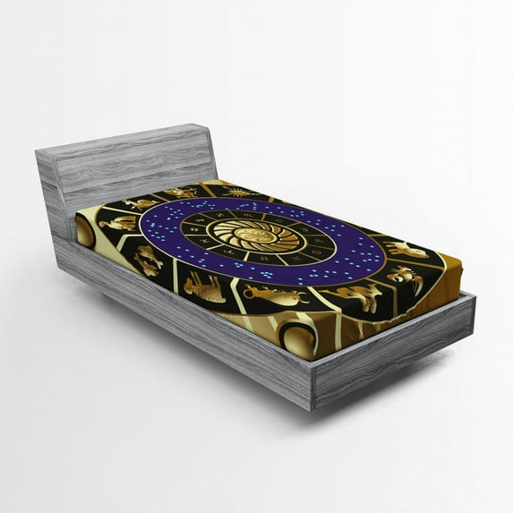 Ambesonne Astrology Fitted Sheet, Zodiac Horoscope Art, Twin Size, Multicolor
