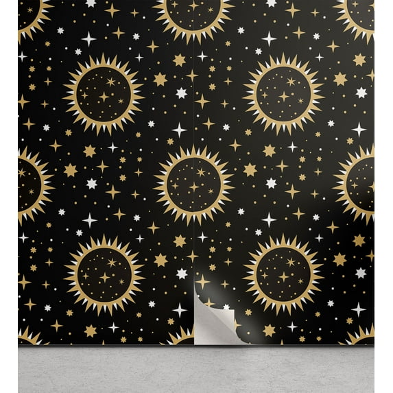 Ambesonne Astrology Peel & Stick Wallpaper for Home, Minimalist Stars Cosmos, 13"x100", Sand Brown and Dark Grey
