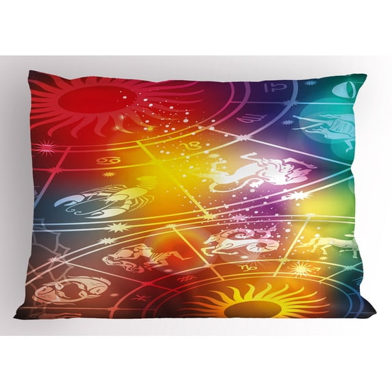 Ambesonne Astrology Pillow Sham, Rainbow Colored Chart, 26" X 20", Multicolor