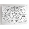 thumbnail image 1 of Ambesonne Astrology Pillow Sham, Sketchy Zodiac Circle, 36" X 20", Black and White, 1 of 2