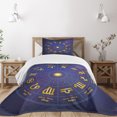 thumbnail image 1 of Ambesonne Astrology Quilted Bedspread Set 2 Pcs, Horoscope Birth Dates, Twin Size, Royal Blue and Yellow, 1 of 5