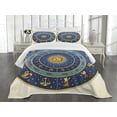 thumbnail image 1 of Ambesonne Astrology Quilted Bedspread Set 3 Pcs, Astrological Signs, Queen Size, Blue Yellow and Cream, 1 of 5