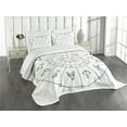thumbnail image 1 of Ambesonne Astrology Quilted Bedspread Set 3 Pcs, Sketchy Zodiac Circle, King Size, Black and White, 1 of 5
