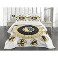thumbnail image 1 of Ambesonne Astrology Quilted Bedspread Set 3 Pcs, Zodiac Chart, King Size, Black White and Yellow, 1 of 5