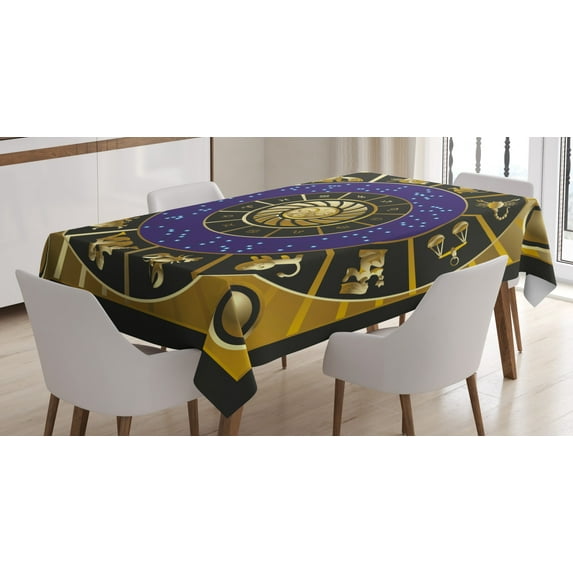 Ambesonne Astrology Tablecloth Rectangular Table Cover, Zodiac Horoscope Art, 60"x90", Multicolor