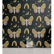 Ambesonne Astrology Theme Peel & Stick Wallpaper for Home, Starry Moth Pattern, 13"x100", Sand Brown Dark Grey