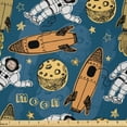 thumbnail image 1 of Ambesonne Astronaut Fabric by the Yard Microfiber, Outer Space Rockets Motif, 3 Yards, Dark Sky Blue Apricot, 1 of 2