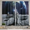 thumbnail image 1 of Ambesonne Astronaut Kitchen Curtains, Humans on the Moon Scene, 55"x45", Purpleblue Multicolor, 1 of 3