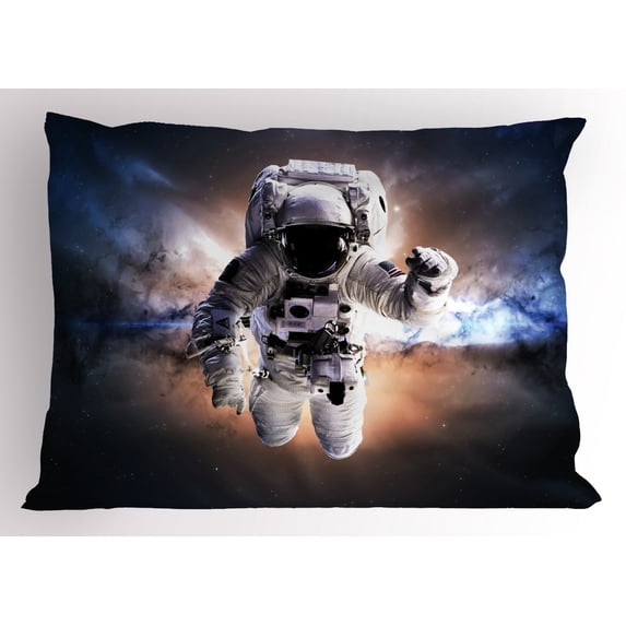 Ambesonne Astronaut Pillow Sham, Floating in Space, 26" X 20", Multicolor