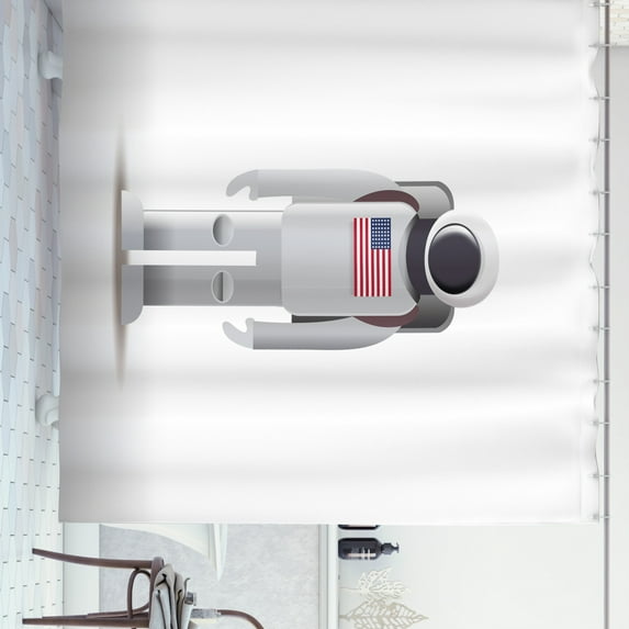 Ambesonne Astronaut Shower Curtain, American Spaceman Flag, 69"Wx84"L, White Pale Grey