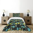 thumbnail image 1 of Ambesonne Astronomy Quilted Bedspread Set 2 Pcs, Science Pattern Print, Twin Size, Turquoise Yellow and Black, 1 of 3