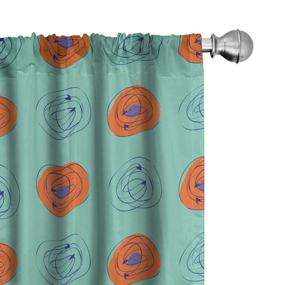 Ambesonne Atomic Curtains, Grunge Circles Sketch Lines, Pair of 28"x95", Seafoam Burnt Orange