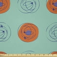 thumbnail image 1 of Ambesonne Atomic Fabric by the Yard Microfiber, Grunge Circles Sketch Lines, 2 Yards, Seafoam Burnt Orange, 1 of 2
