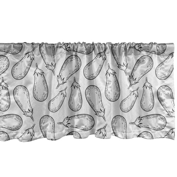 Ambesonne Aubergine Window Valance, Eggplants Illustration, 54" X 12", Charcoal Grey Coconut