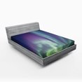 thumbnail image 1 of Ambesonne Aurora Borealis Fitted Sheet, Solar Sky Stars, Full Size, Dark Blue Mint Green, 1 of 2