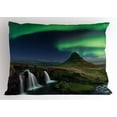thumbnail image 1 of Ambesonne Aurora Borealis Pillow Sham, Waterfall Night, 26" X 20", Multicolor, 1 of 2