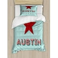 thumbnail image 1 of Ambesonne Austin Duvet Cover Sets, Texas Wording and a Star, 2-Twin, Ruby Pale Seafoam, 1 of 4