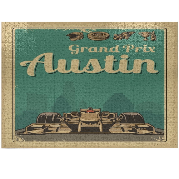 Ambesonne Austin Jigsaw Puzzle Durable Cardboard, Grand Prix Texas Racing Car, 1000 pcs, Multicolor