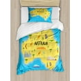 thumbnail image 1 of Ambesonne Australia Duvet Cover Sets, Map with Symbolic, 2-Twin, Sky Blue Yellow, 1 of 2